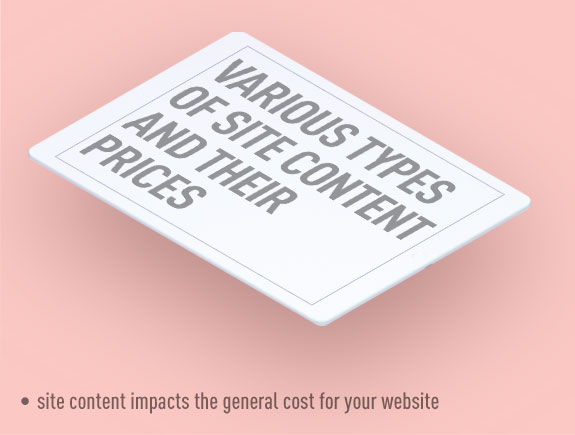 Various types of site content and their prices